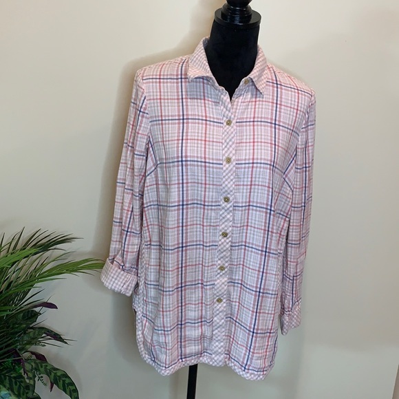 J JILL two layer 💯 percent cotton button down - Picture 1 of 9